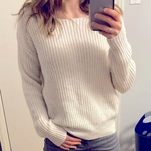 Knitted sweater, open back